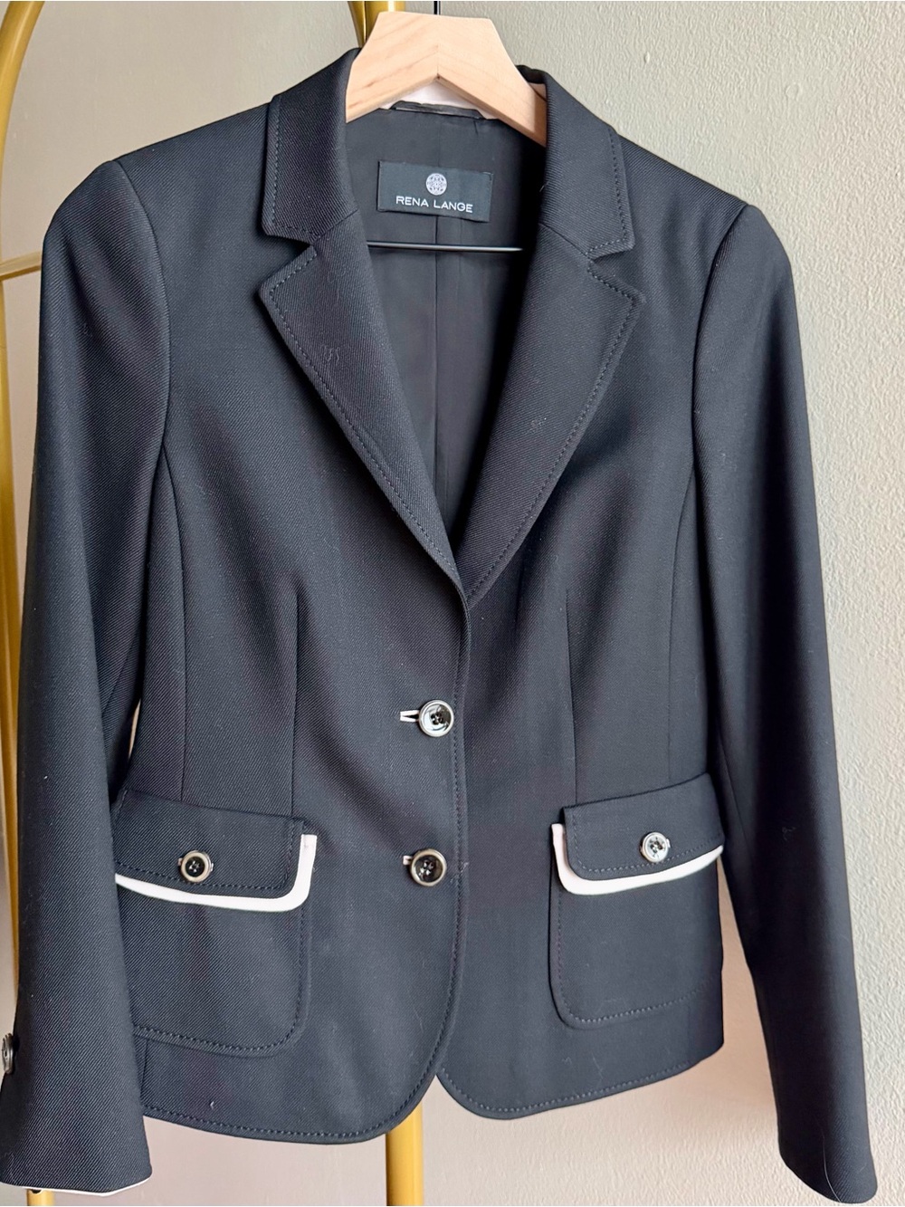 Rena Lange Black Blazer with White Trim